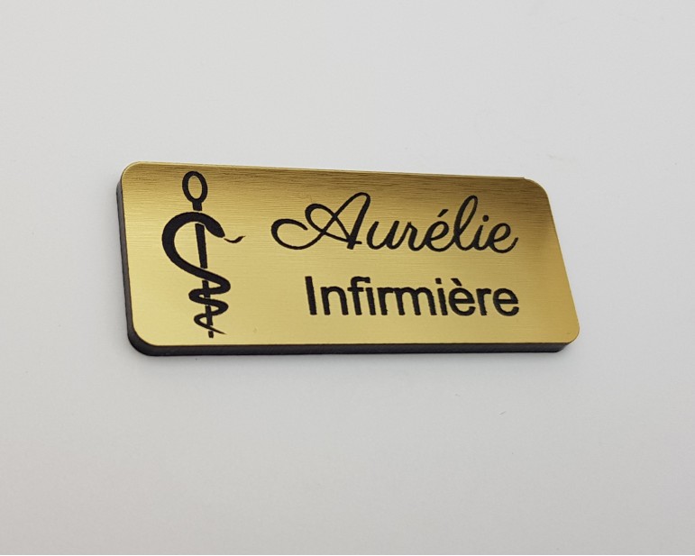 Badge Personnalis Infirmi Re En Or Bross Acrylique Infirmier