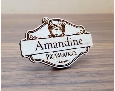 Badge en bois pharmacie personnalisé vintage