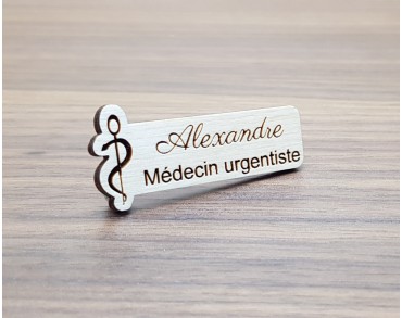 Badge médical personnalisé en bois, PM , caducée médecin