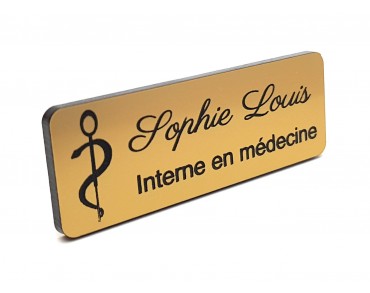 Badge or brossé acrylique médical personnalisé, caducée médecin