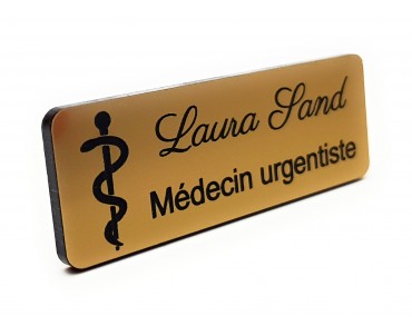 Badge or brossé acrylique médical personnalisé, caducée médecin