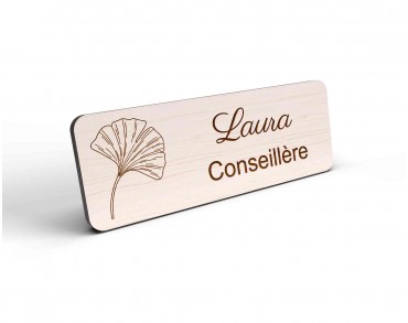 Badge en bois personnalisé ginkgo biloba