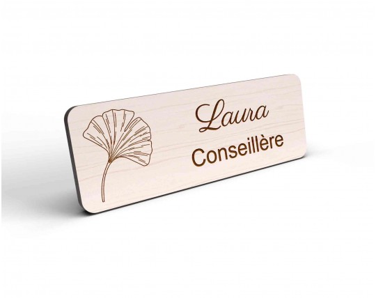 Badge en bois personnalisé ginkgo biloba