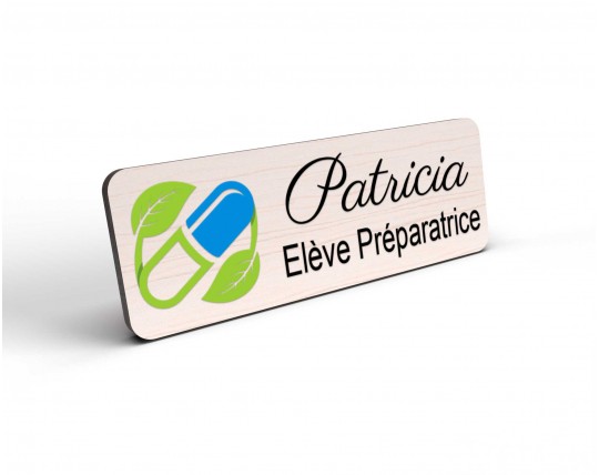 Badge préparatrice en bois et couleur personnalisé