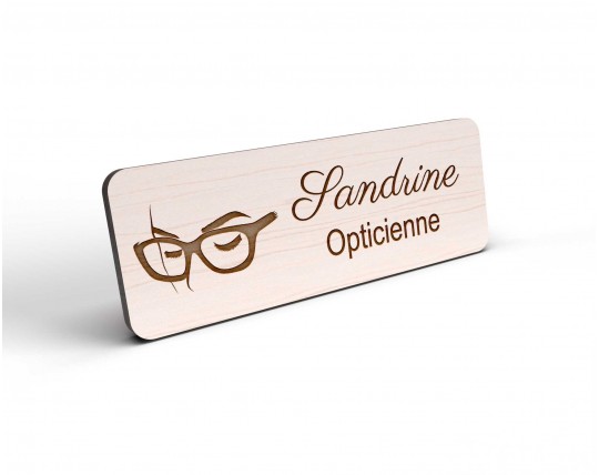 Badge opticien personnalisé bois lunette