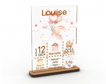 Plaque naissance personnalisé, pancarte décorative couleur support bois