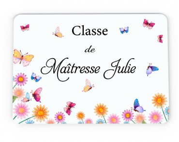 Plaque de Porte Personnalisable cadeau Maîtresse enseignant papillon bois ou plexi