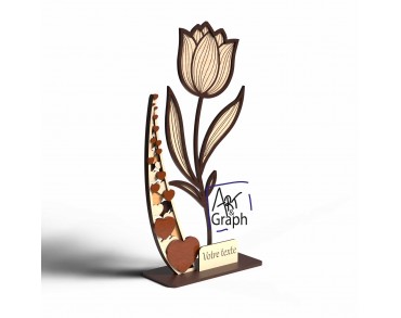 Décoration cadeau fleur tulipe, Fichier numérique pour découpe laser