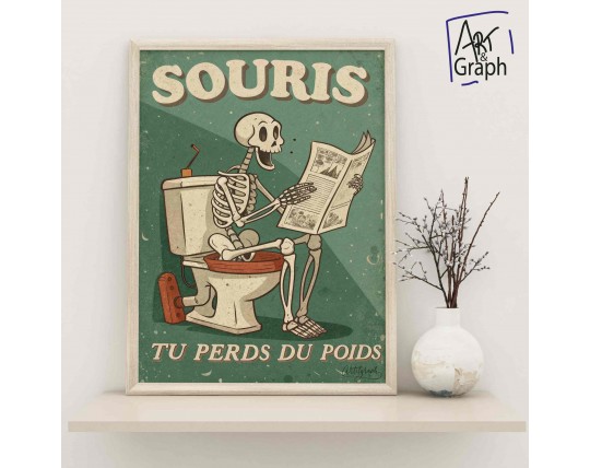 Affiche Numérique Humour Squelette aux Toilettes