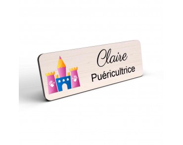 Badge puéricultrice personnalisé Petite enfance couleur