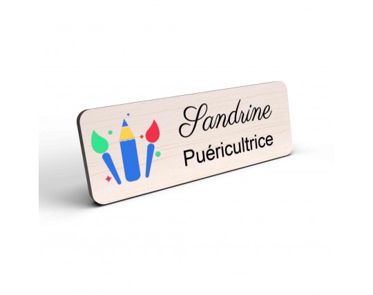 Badge puéricultrice personnalisé Petite enfance couleur