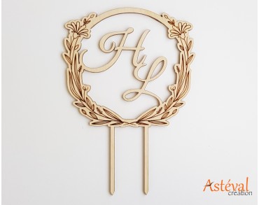 Cake topper personnalisé mariage initial